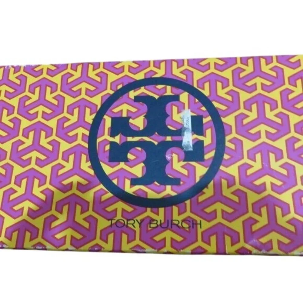 TORY BURCH Truffle Black Patent REVA Logo Embossed Driving shoes ballet flats